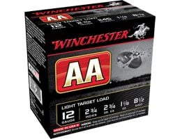 Winchester Ammunition AA Light Target Load 2.75" 12 Gauge Ammo 8-1/2, 25/box - AA1285