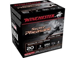 Winchester Ammunition Super Pheasant Magnum High Brass 3" 20 Gauge Ammo 4, 25/box - X203PH4