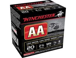 Winchester Ammunition AA Low Recoil Low Noise 2.75" 20 Gauge Ammo 8, 25/box - AA20FL8