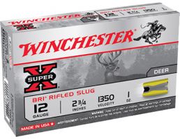 Winchester Ammunition Super-X BRI Rifled Slugs 2.75" 12 Gauge Ammo, 5/box - XRS12