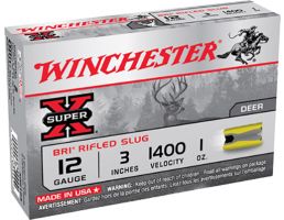 Winchester Ammunition Super-X BRI Rifled Slugs 3" 12 Gauge Ammo, 5/box - XRS123