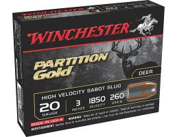 Winchester Ammunition Partition Gold 3" 20 Gauge Ammo, 5/box - SSP203