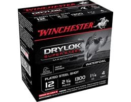 Winchester Ammunition Drylock Super Steel Magnum 2.75" 12 Gauge Ammo 4, 25/box - XSM124