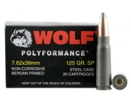 Wolf Performance PolyFormance 125 gr Soft Point 7.62x39mm Ammo, 1000 rds/case - 762BSP