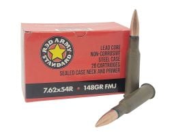 Red Army Standard 7.62x54R 148 gr FMJ 20rds Rifle Ammo for Reliable Performance - AM3421