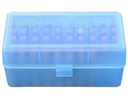 MTM Case Gard R-50 50 Round Ammo Box, 3.08" OAL, Clear Blue - RMLD5024