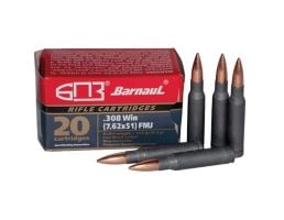 Barnaul Ammunition 168 gr FMJBT .308 Win/7.62 Ammo, 20/box - BRN308WINFMJBT168