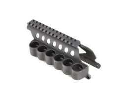 Mesa Tactical 6-Shell Side Saddle 12 Gauge, SureShell Saddle with Rail, Fits Remington 870, Black - 91630