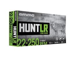 Ammo Inc Hunt Long Range .22-250 Remington 53 gr V-Max 20rds Rifle Ammo for Long-Range Varminting - 22250053VMXA20