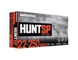 Ammo Inc Hunt .22-250 Remington 55 gr SP 20rds Rifle Ammo for Varmints - 2225055SPA20