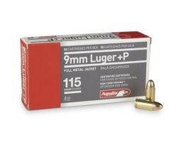 Aguila 9mm Luger +P 115 gr FMJ Centerfire 50 Rounds Ammunition