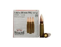 Sterling 7.62x39mm 123 gr FMJ 20rds Rifle Ammo for Tactical and Range Use - 8698779967284