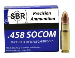 SBR 458 SOCOM 350gr FMJ Ammunition, 20 Round Box - SL4581