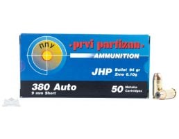 PRVI Partizan 380 Auto/ACP 94gr JHP Ammunition 50rds - PP-R3.21