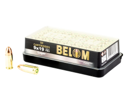 Belom 9mm 124 gr FMJ 50rds Handgun Ammo for Reliable Performance and Consistency - 8606110608086