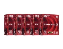 1000 Rounds of Federal Champion 9mm FMJ 115 Grain Ammo