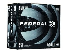 Federal 9mm 115 gr FMJ 250 Round Black Pack | PSA