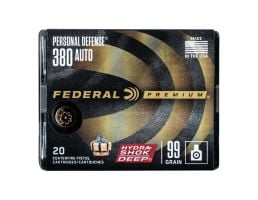 Federal Personal Defense .380 ACP 99 gr Hydra Shok 20 Rounds Ammunition