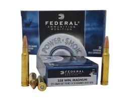 Federal Power-Shok 225 gr SP 338 Win Mag Ammo, 20 Rounds