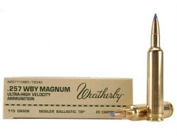 Weatherby Select Plus 257 Weatherby Mag 115 grain Ballistic Tip Rifle Ammo, 20/Box - N257115BST