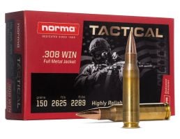 Norma Tactical 150 gr FMJ .308 Winchester Ammunition, 20 Rounds