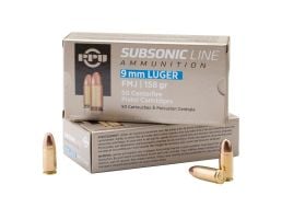 PRVI 9mm Ammo 158 Grain FMJ Subsonic 50rds - PPS9mm