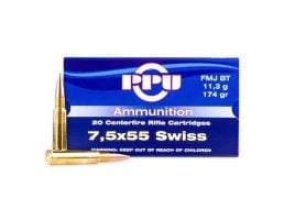Prvi Partizan 7.5x55 Swiss FMJ 174 gr 20 Rounds Ammunition - PP7SF