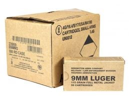 Remington Range 115 gr FMJ 9mm Ammunition, 500 Rounds