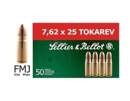 Sellier & Bellot 7.62x25mm Tokarev 85 gr FMJ 50 Rounds Ammunition