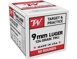 Winchester Ammo 9mm 124gr FMJ 50rd - W9MM12450