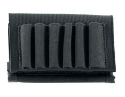 Uncle Mike's 6 Round Buttstock Rifle Shell Holder With Flap, Black Nylon
