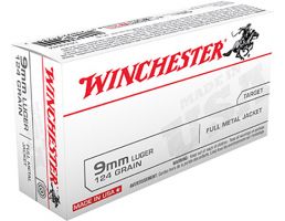 Winchester USA 9mm Ammo 124 Grain FMJ 50rds - USA9MM