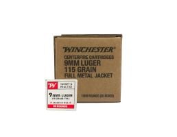 1,000 Rounds Of Winchester USA 9mm FMJ 115 Grain Ammo