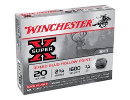 Winchester 20ga 2.75" 3/4oz Rifled Slug Super-X Ammunition 5rds - X20RSM5