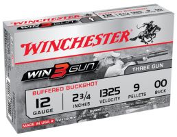 Winchester 12ga 2.75 00 Buck WIN3GUN Ammunition 5rds - XB1200TG