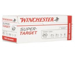 Winchester Super Target 2.75" 7/8 oz 8 Shot 20 Gauge Ammunition 100 Rounds For Sale
