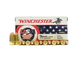 Winchester USA 115 gr FMJ 9mm Ammunition 50 Rounds