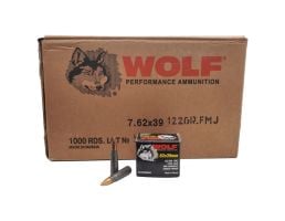 Wolf Performance 123 gr Full Metal Jacket 7.62x39mm Ammo, 1000 rds/case - 762WFMJ