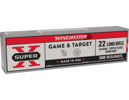 Winchester 22 Long Rifle 40gr LRN Super-X Ammunition, 100 Round Box - X22LRSS1