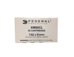 Federal 7.62x51mm NATO 149gr FMJ M80 Ammuniton 20rds -XM80CL