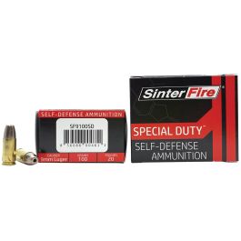 SinterFire Special Duty 9mm 100 gr Ammo Lead-Free Frangible HP - 20rds ...