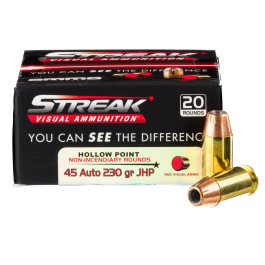 Ammo Inc Streak 230 gr Jacketed Hollow Point .45 ACP Ammo, 20/box - 45230JHPSTRK