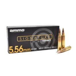 Ammo Inc Signature 5.56x45mm Ammo 62gr FMJ, 20rd - 556062SS109-A20