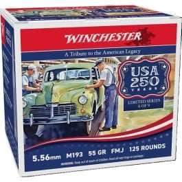 Winchester USA Valor M193 5.56 Ammo 55 gr FMJ, 125rds - USA193125