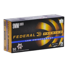 Federal Premium LE Tactical 9mm 124gr HST Jacketed Hollow Point Ammo, 50rds - P9HST1
