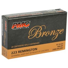 PMC Bronze .223 Rem Ammo 55 Grain FMJ-BT 20rds - 223A