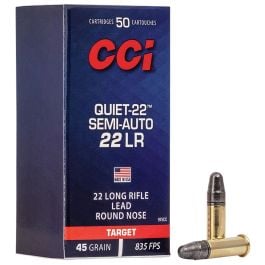 CCI Quiet-22 Semi-Auto .22LR 45 gr Lead Round Nose Ammo, 50/box - 975CC