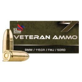 Hyperion Munitions Veteran 9mm 115 gr FMJ Ammo, 50rds - HMBX913