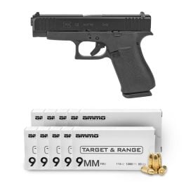 Glock G48 9mm Pistol & 500 Rounds of Ammo Inc 9mm FMJ 115 Grain Ammo