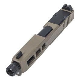 PSA Dagger Complete SW1 RMR Slide Assembly With Threaded Barrel, Extreme Carry Cut, & Ameriglo Lower 1/3 Co-Witness Sights, FDE(Rear Sight Rear)